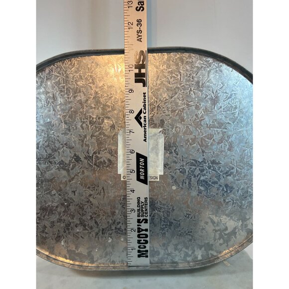 Galvanized Metal Christmas Serving Tray Santa & Friends Design 2" sides 15 X 11" - Picture 4 of 6